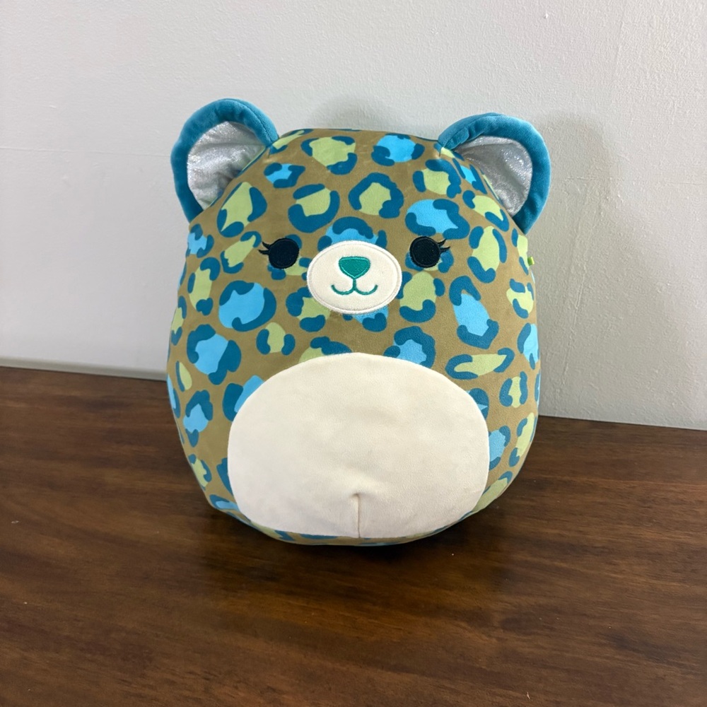 Squishmallows 12” Blue and Tan Leopard cat Stuffed Animal Enos Retired